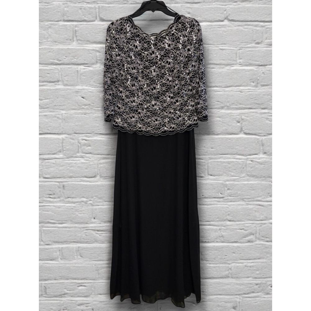 Alex Evenings Women’s Size 8 3/4 Sleeve Sequin Lace Chiffon Mock 2 Piece Dress